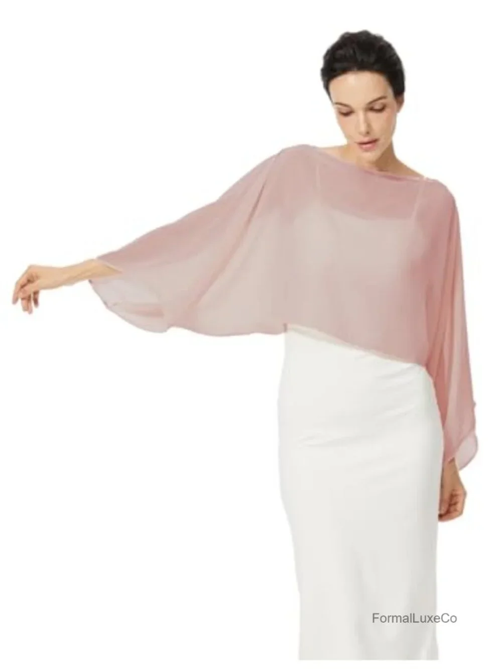 Women Chiffon Bolero Cape Capelets with Arm Holes Shawls and Wraps for Evening